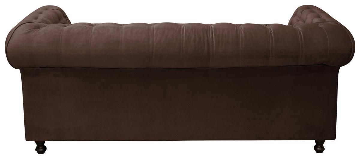 Chesterfield-Sofa Cardiff Braun 3-Sitzer Samt B: 205 cm - Wengefarben/Braun, Basics, Textil (205/80/90cm) - P & B