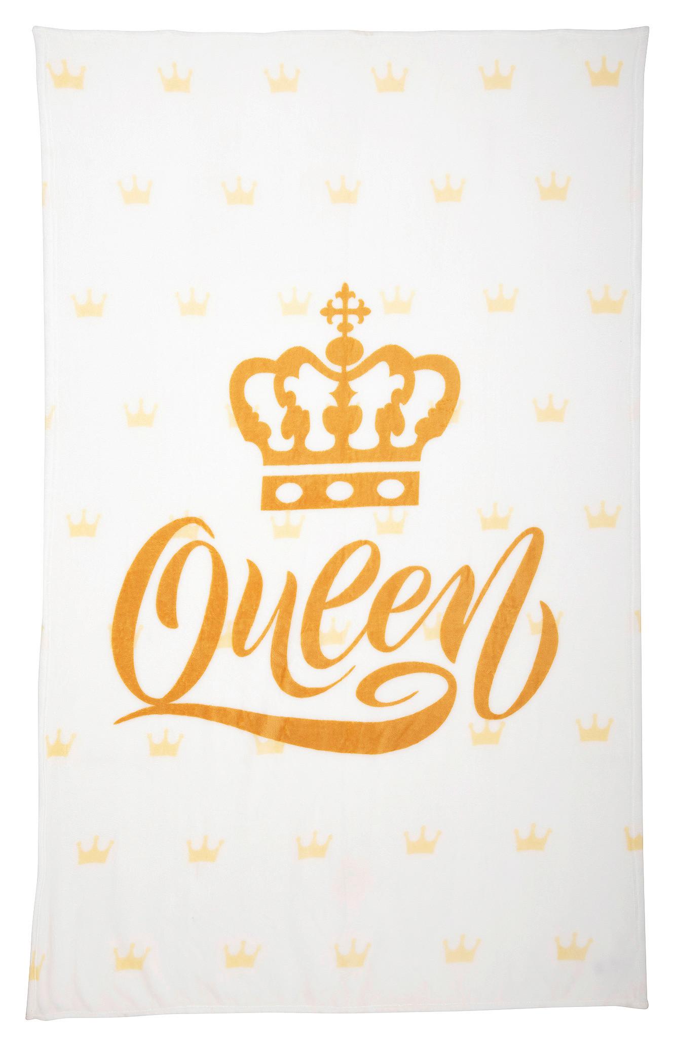 Kuscheldecke Queen Weiß/Gold 130x180 cm - Goldfarben/Weiß, MODERN, Textil (130/180cm) - Luca Bessoni