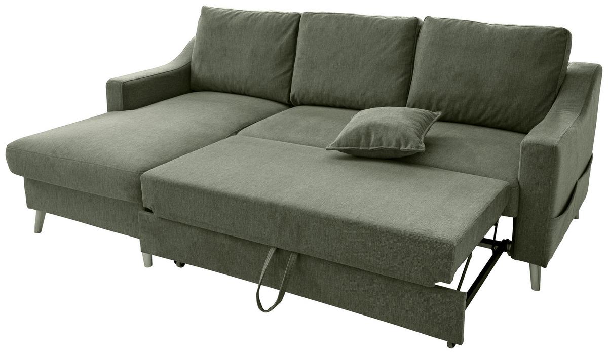 Ecksofa Valentina Dunkelgrün S: 150x228 Cm - Dunkelgrün/Naturfarben, MODERN, Textil (150/228cm) - Livetastic