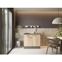 MINIKÜCHE Oliver, Grau Artisan B: 100 cm - Eiche Artisan/Grau, Trend, Holzwerkstoff (100cm) - Respekta