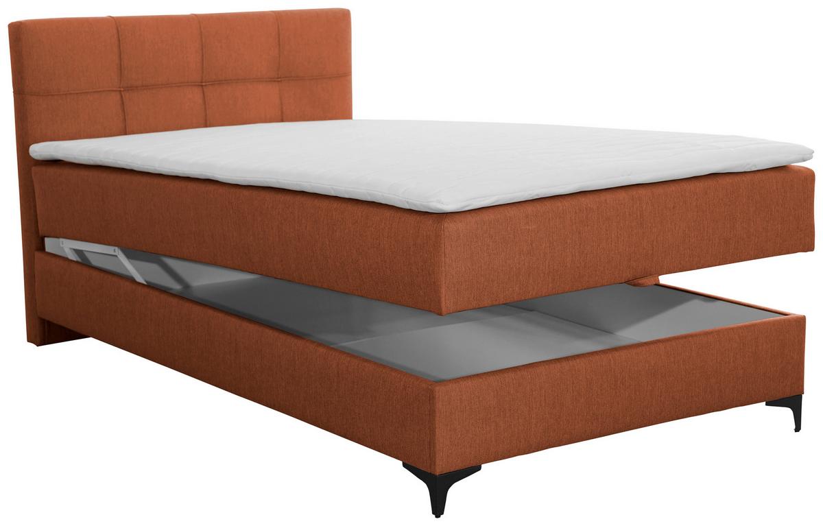 Čalouněná postel FREDDIE 100x200 cm, rezavá - černá/rezavá, Konvenční, kov/textil (100/200cm)