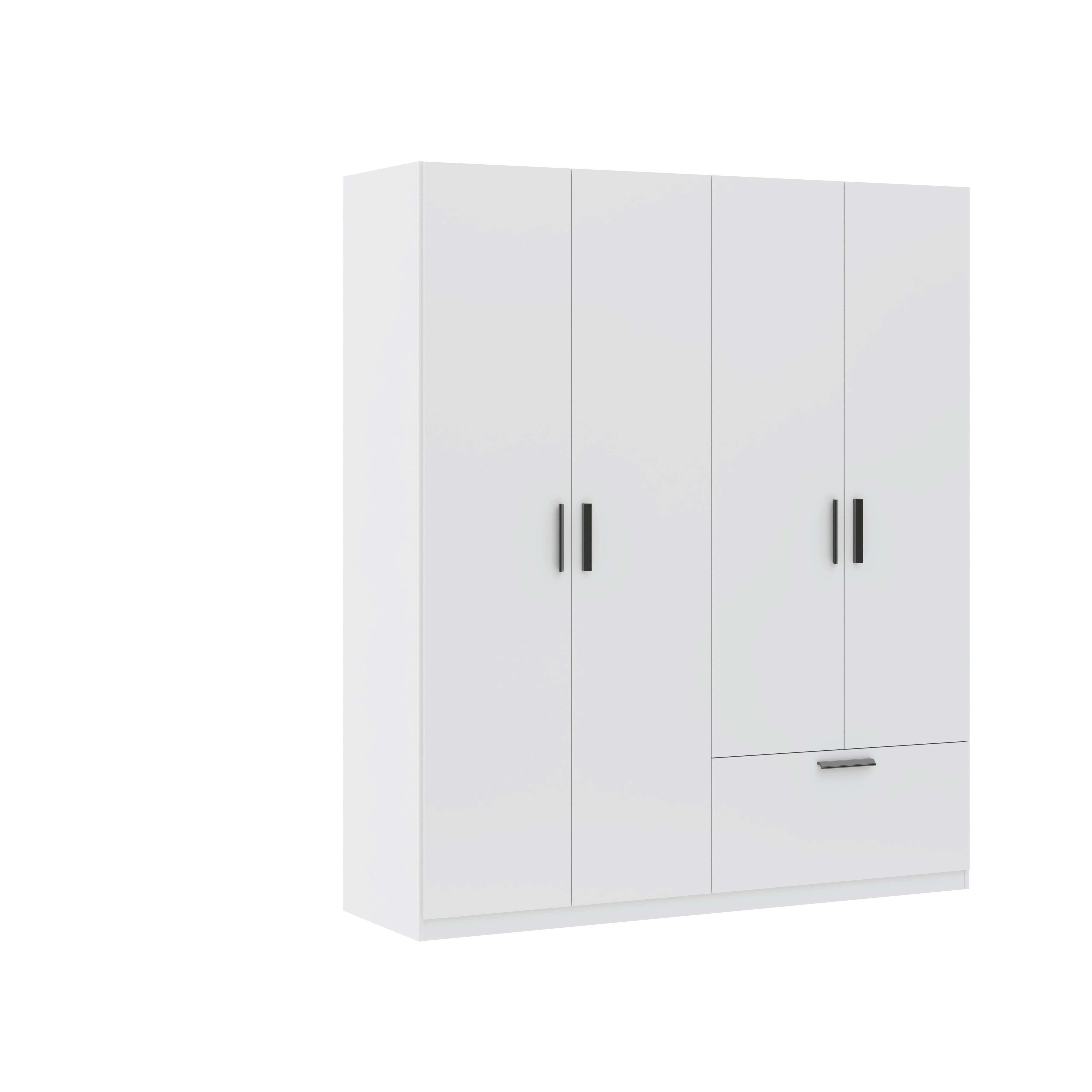 Šatníková skriňa Milos MILOS 4T1S - čierna/biela, Modern, kompozitné drevo/plast (180/210/52cm)