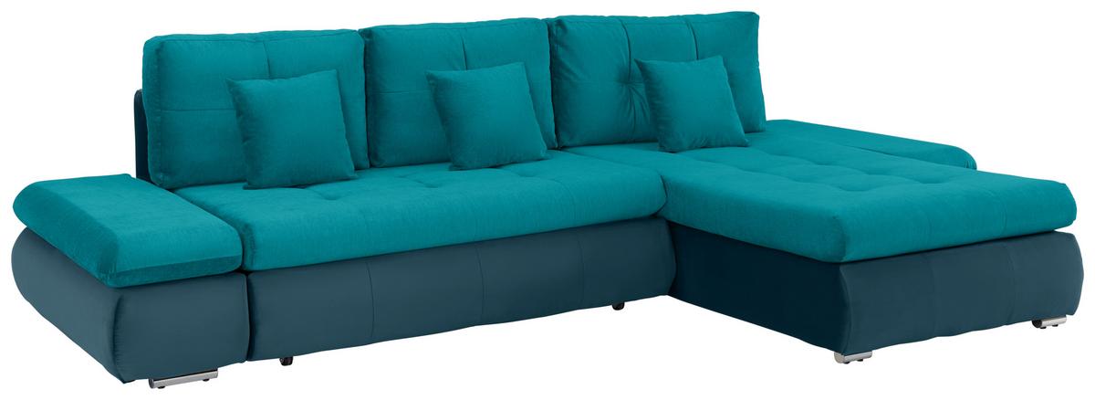 Rohová sedačka ENRICO, oboustranná, petrolejová - petrolej/černá, Konvenční, kov/textil (303/88/185cm) - Based