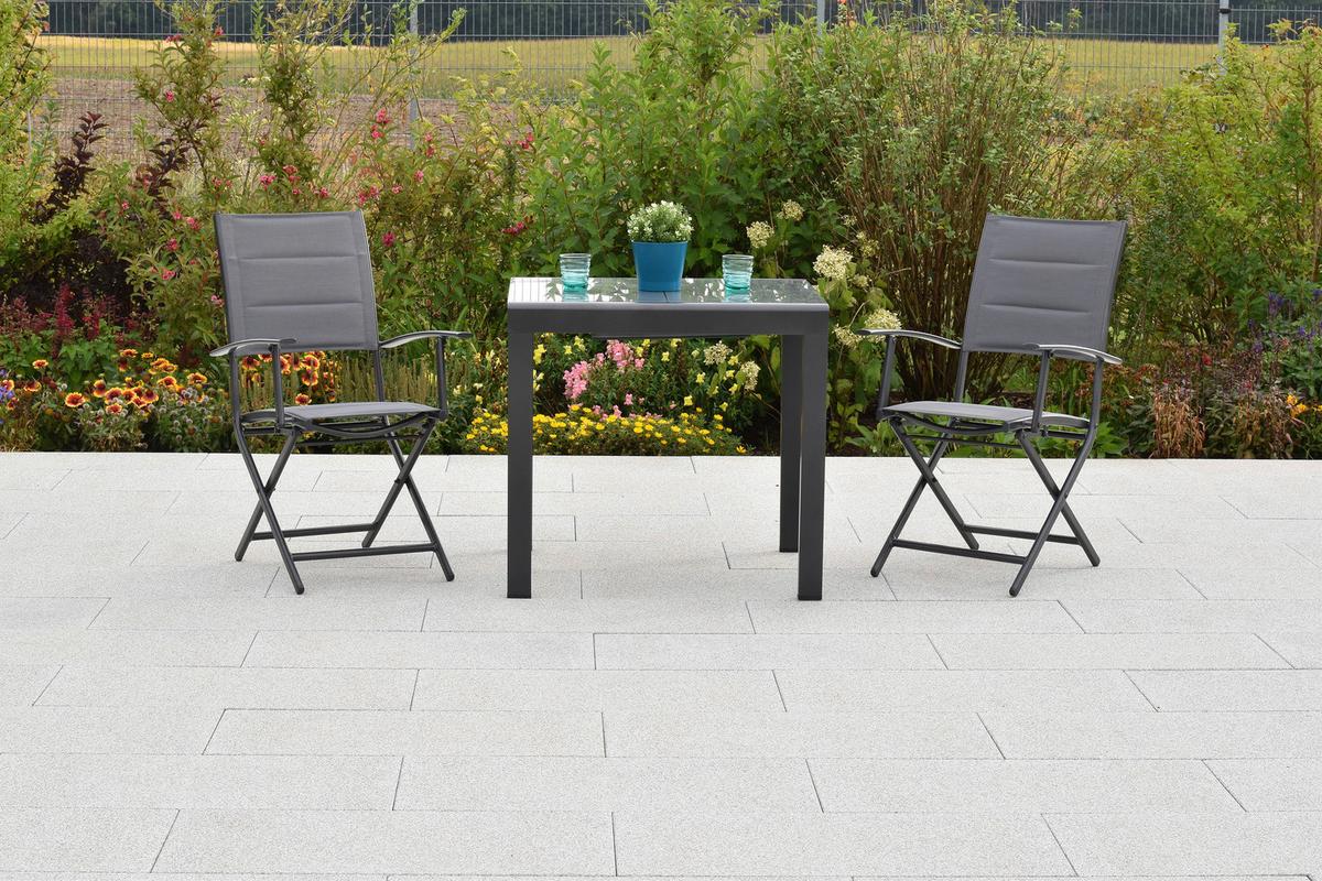 Gartenset Florenz - Graphitfarben/Grau, MODERN, Textil/Metall - Gardenson