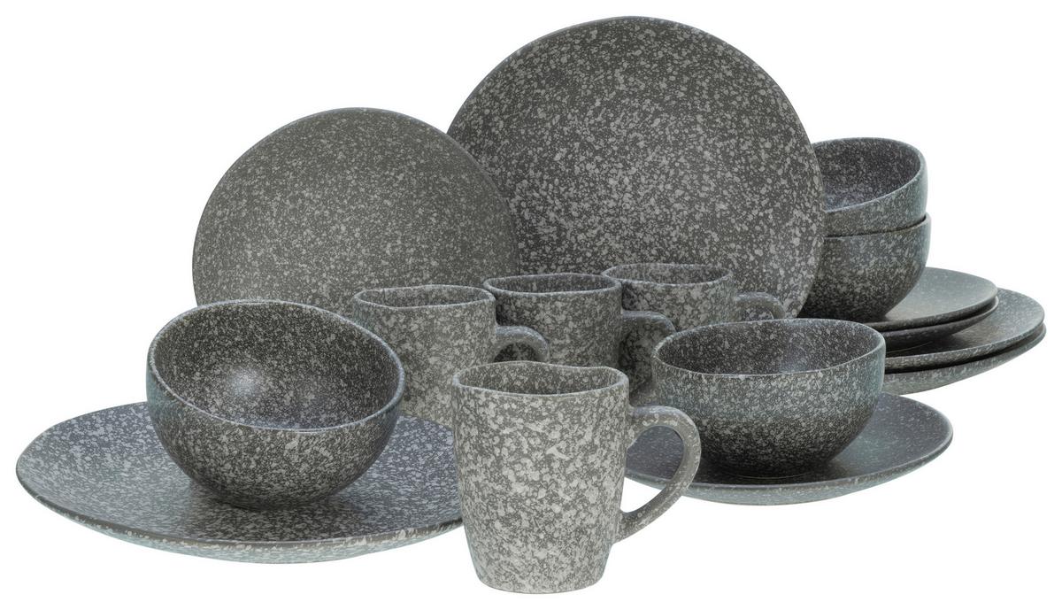 Kombiservice Granit Keramik 4 Personen Geschirr Set - Grau, MODERN, Keramik - Creatable