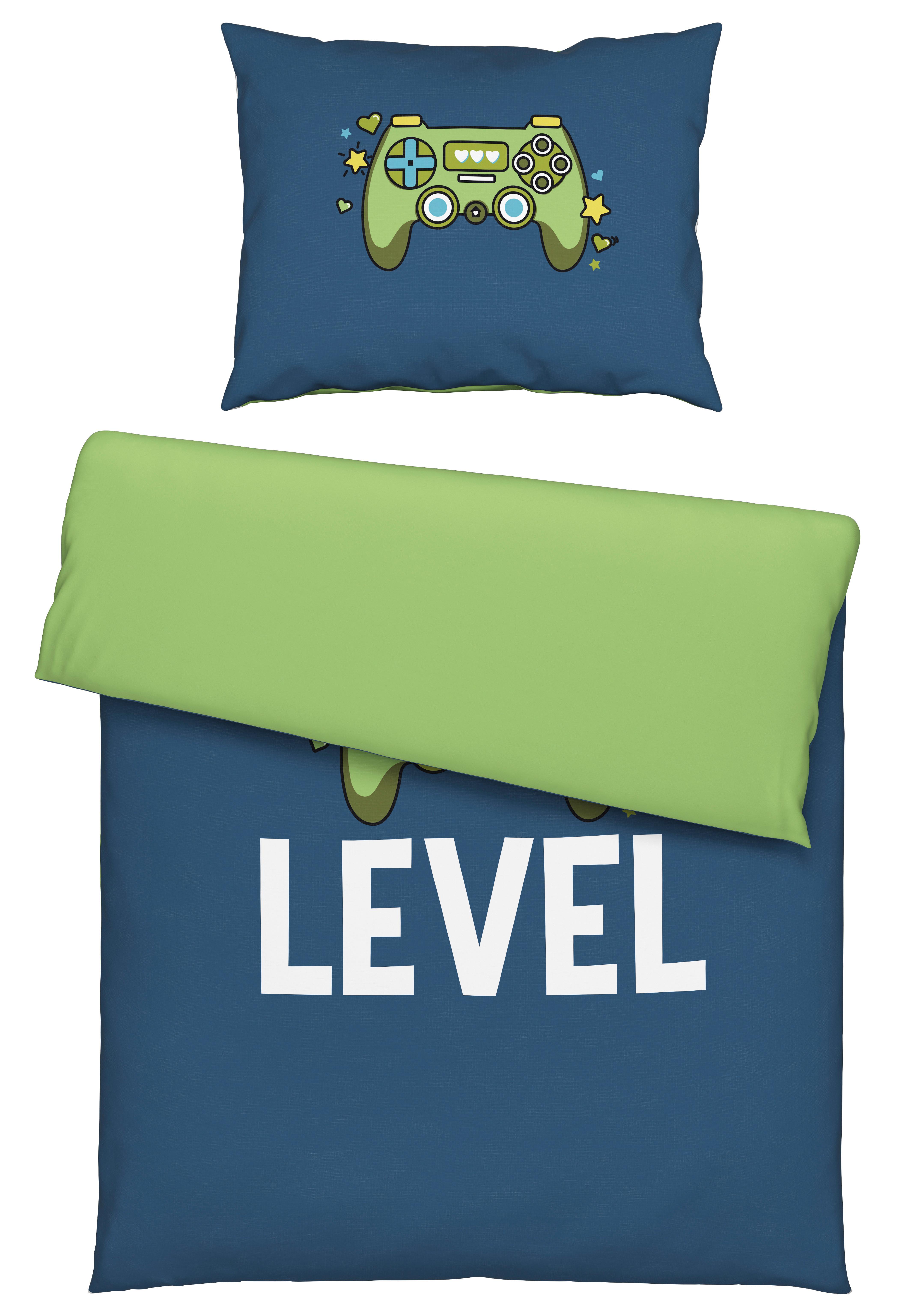 Povlečení Level, 70/90 140/200cm - modrá/zelená, textil (140/200cm) - Modern Living