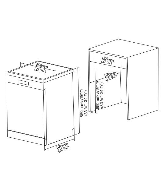 Geschirrspüler Gsv60d - Schwarz/Weiß, Basics, Metall (59,8/82/55cm) - Mican