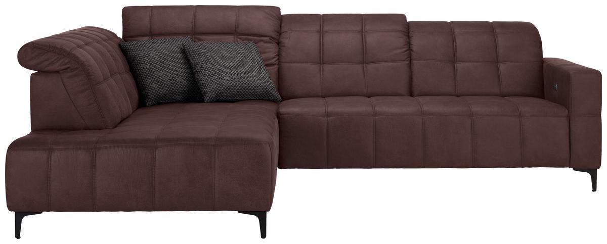 Rohová sedačka PANAMA, ľavá, hnedá - hnedá/čierna, Konventionell, kov/textil (216/89-102/304cm) - Premium Living