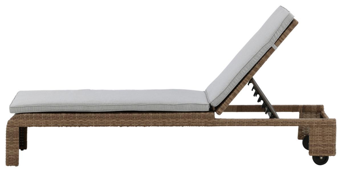 Sonnenliege London - Sandfarben/Hellbraun, KONVENTIONELL, Kunststoff/Textil (60/32/196cm) - Gardenson