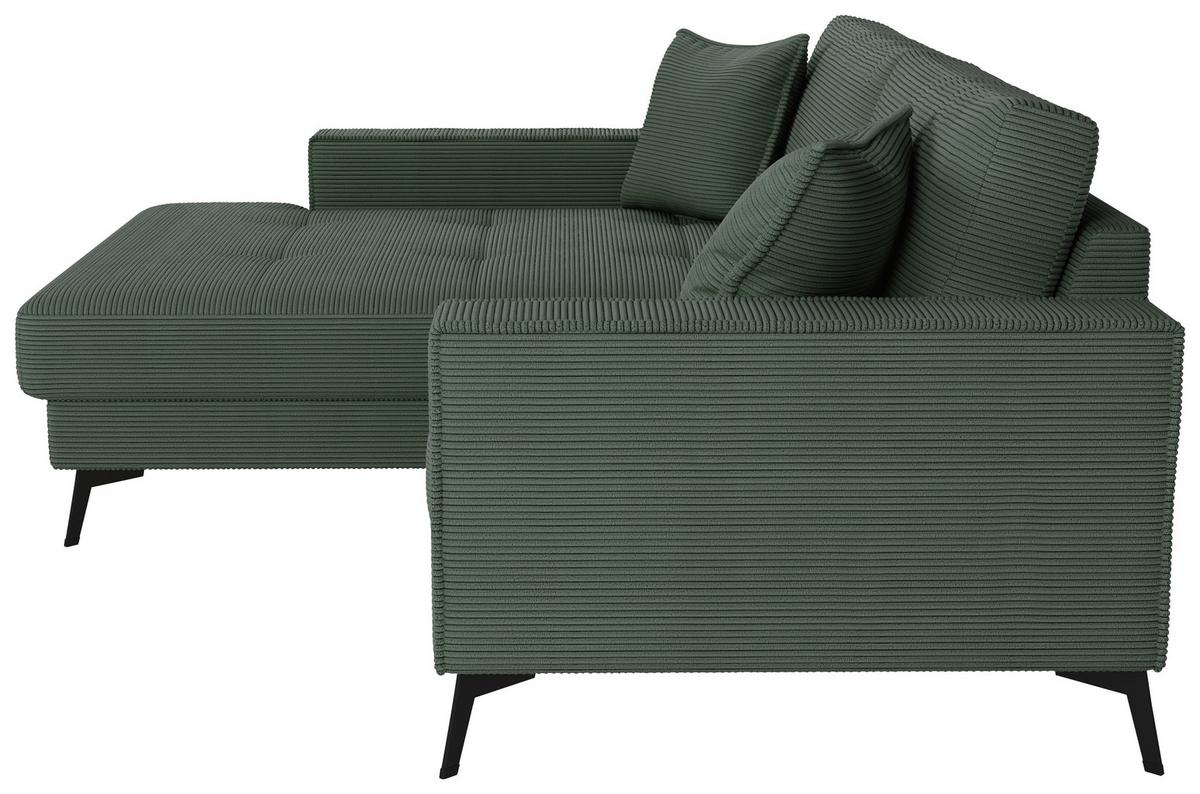 Ecksofa Ted Dunkelgrün S: 174x228 Cm - Dunkelgrün/Schwarz, Trend, Textil (174/228cm)
