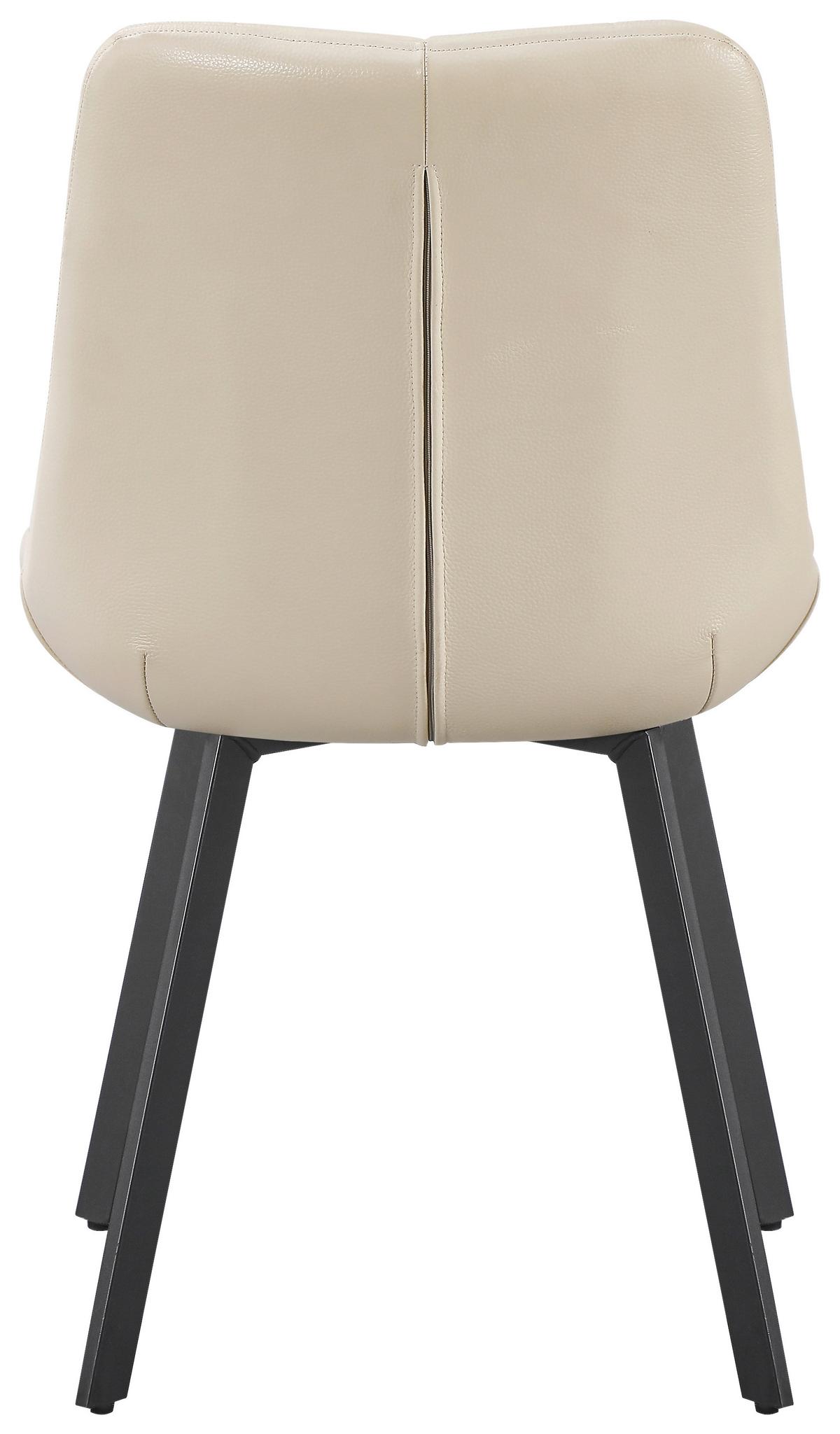 Vierfußstuhl Neva Beige B: 51 cm - Beige/Schwarz, MODERN, Leder/Metall (51/88/62cm) - Livetastic