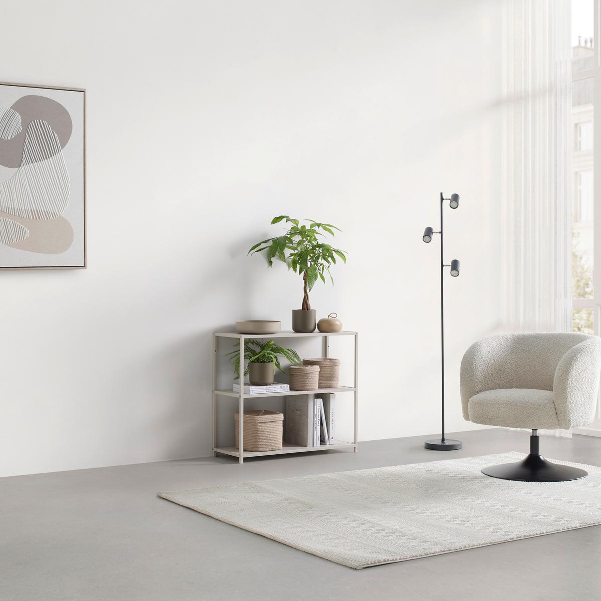 REGÁL BASTIAN II *CENOVÝ TRHÁK* - kašmírová, Modern, kov/kompozitné drevo (77/68/30cm) - Based