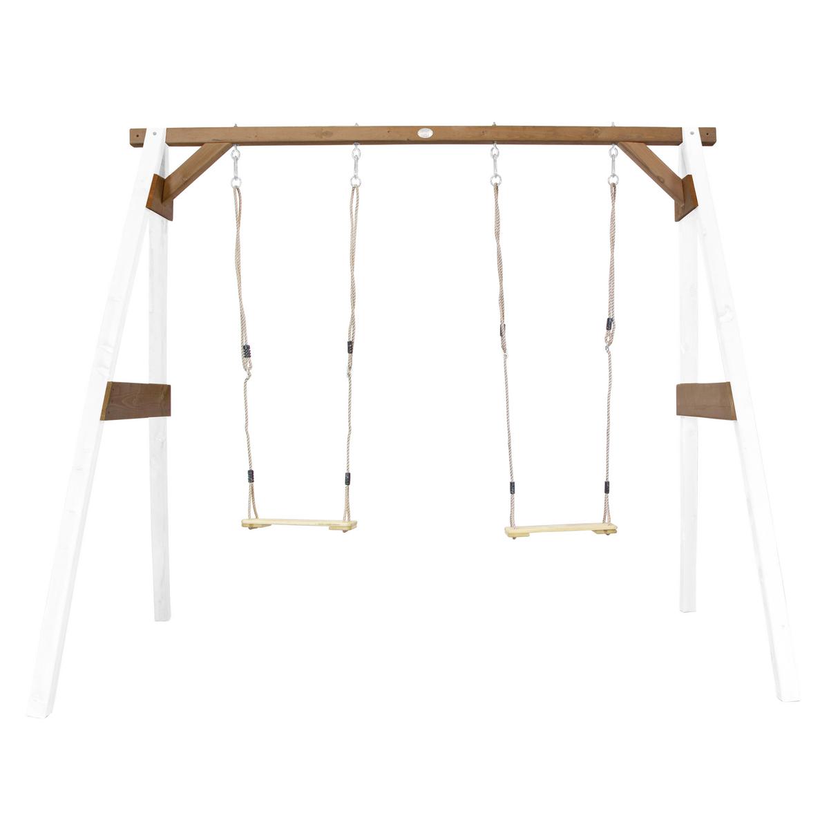 Schaukel Double Swing - Braun/Weiß, Basics, Holz (254/207/160cm) - Ambia Garden