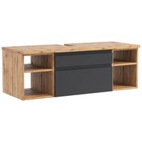 Hängender Waschbecken- Unterschrank Arosa B: 120 Cm - Eiche Wotan/Grau, MODERN, Holzwerkstoff (120/41/47cm) - Held
