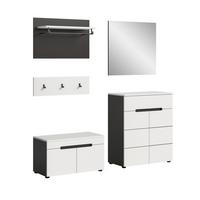 Garderobe Canu 4-Teilig Grau/Weiß B: 175 cm - Weiß/Grau, Design, Holzwerkstoff (175/190/37cm) - Livetastic