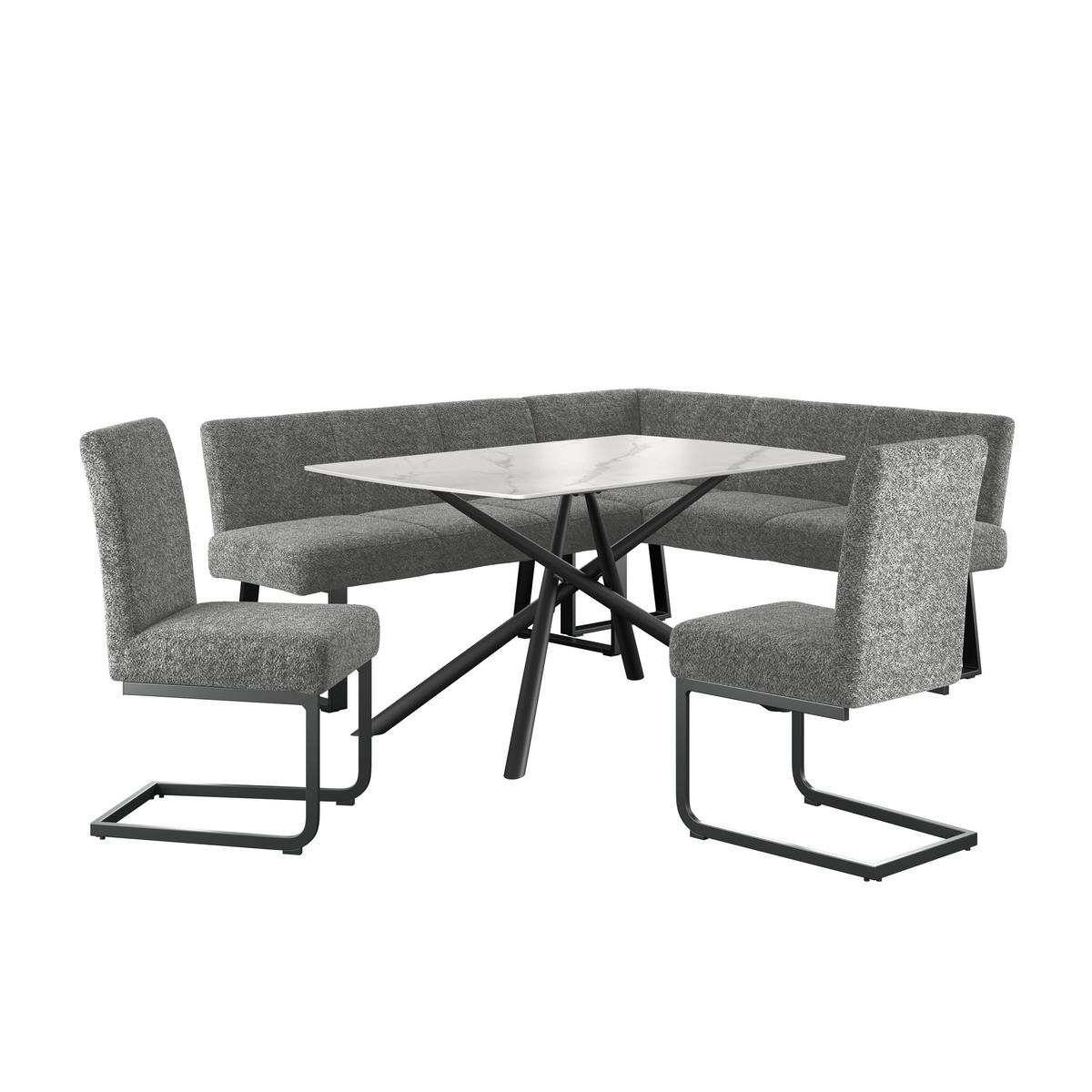 Eckbank Grau Eisen/polyester Leinenoptik Terri 190x150 Cm - Schwarz/Grau, MODERN, Textil/Metall (190/150cm) - MID.YOU