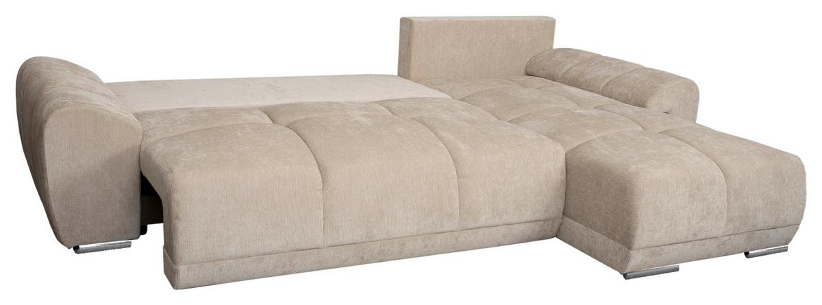Eckschlafsofa Ramon Beige S: 296x182 cm - Chromfarben/Beige, Trend, Textil (296/182cm)