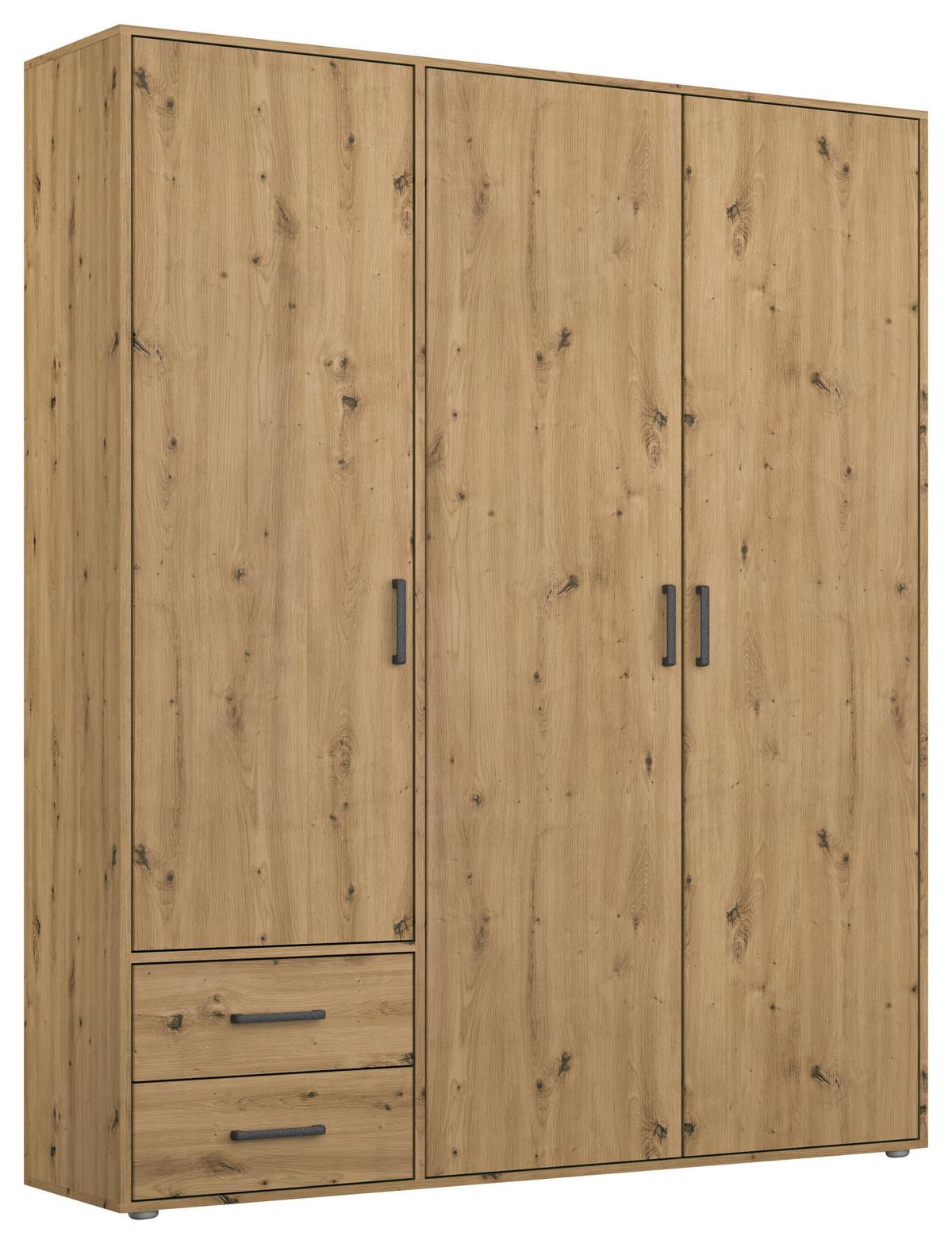 Drehtürenschrank Mit Spiegel 140 Cm Voyager Eiche Artisan - Eiche Artisan, MODERN, Holzwerkstoff (140/194/53cm) - Rauch Möbel