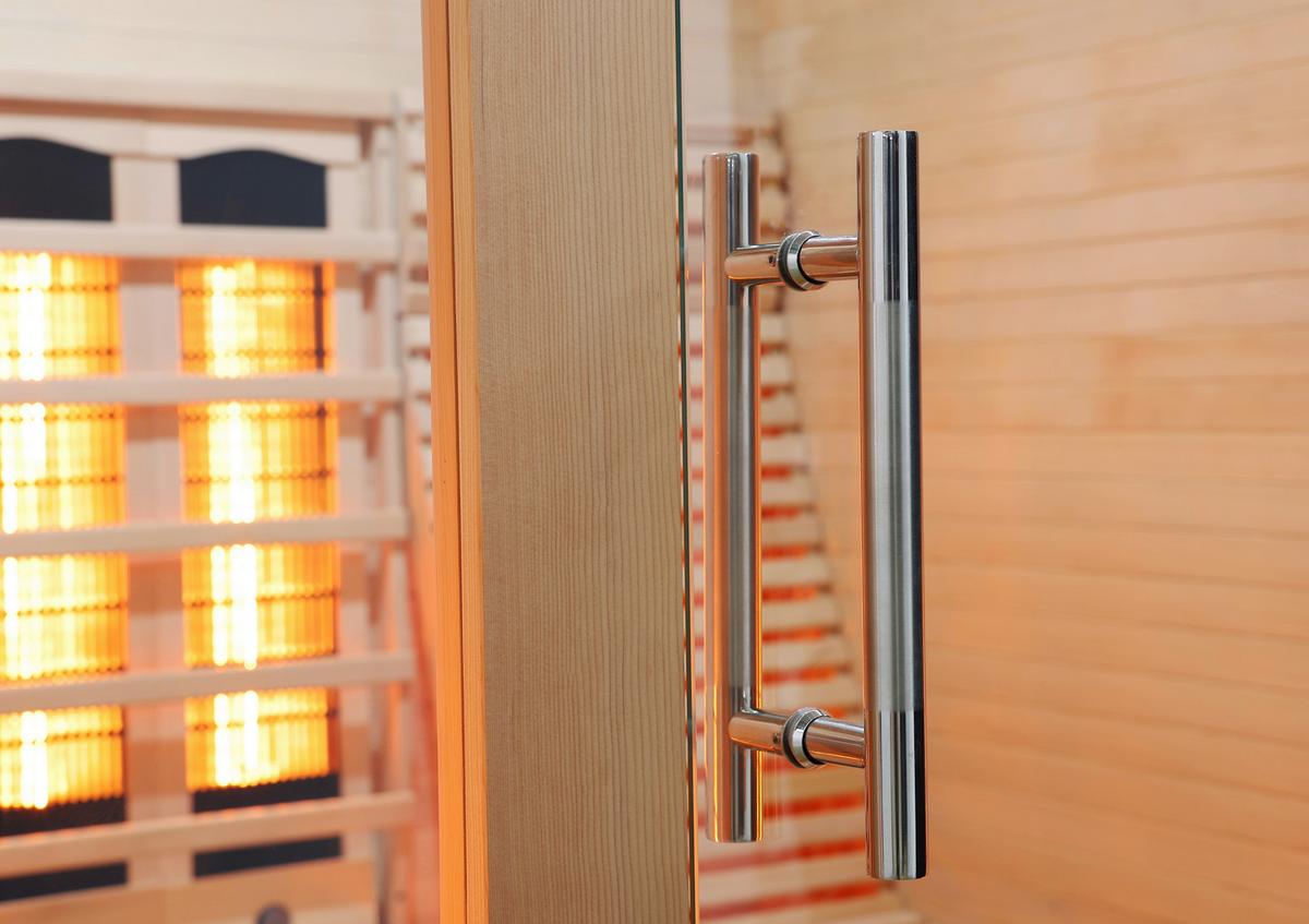 Infrarotkabine 2 Personen Bxhxt: 150x200x150 Cm + Glastür - Braun, Basics, Holz (150/200/150cm) - Sanotechnik