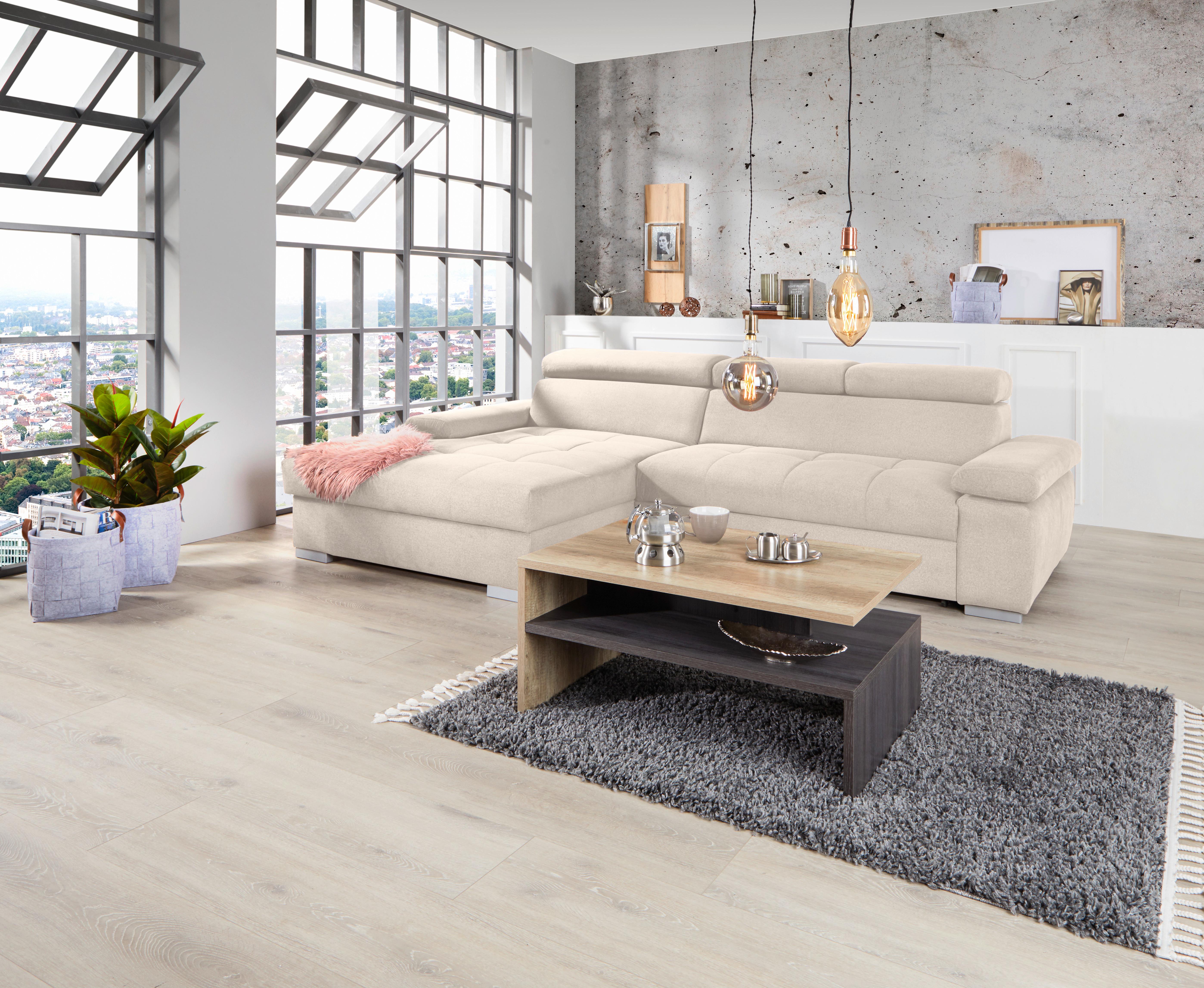 Ecksofa Perry - Beige/Silberfarben, Design, Textil (183/292cm) - Livetastic