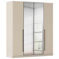 Kleiderschrank Safari mit Spiegel B: 181 cm - Champagner/Grau, KONVENTIONELL, Holzwerkstoff (181/210/54cm)