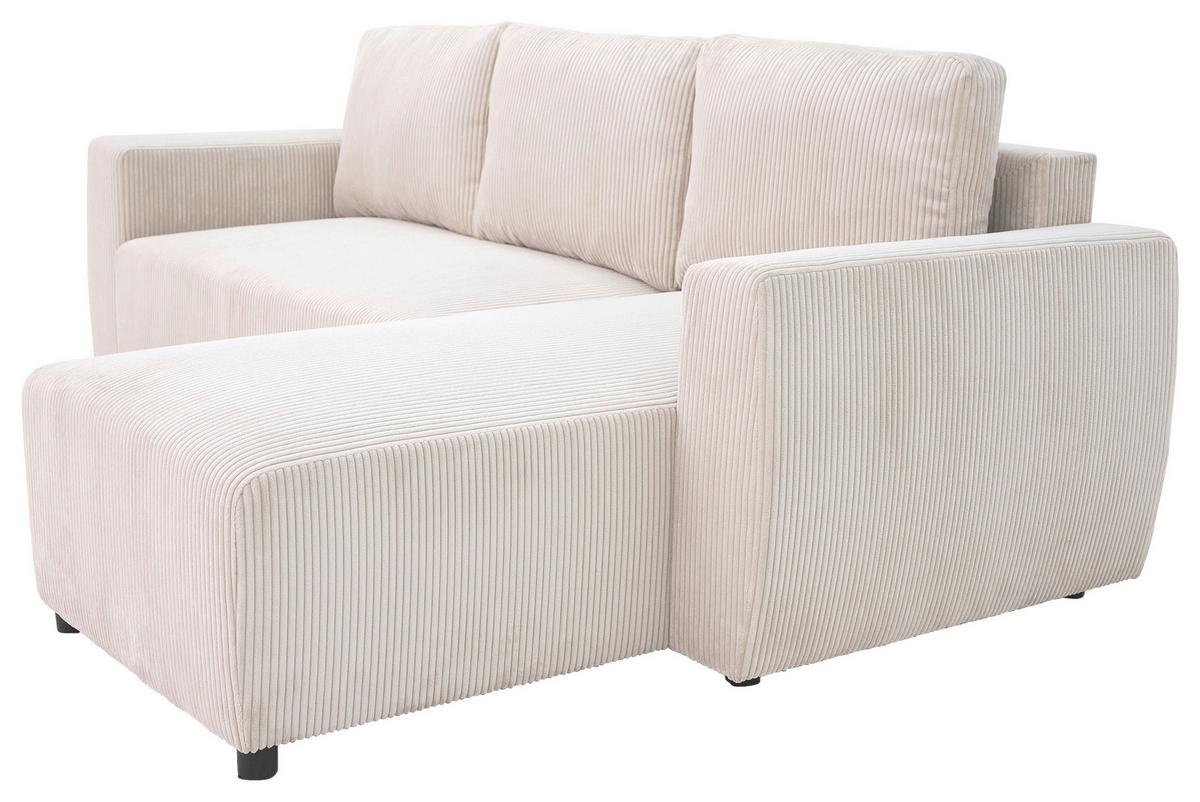 Eckschlafsofa mit Bettkasten Pharell, beige, 230x155cm - Beige/Schwarz, KONVENTIONELL, Holz/Holzwerkstoff (230/155cm)