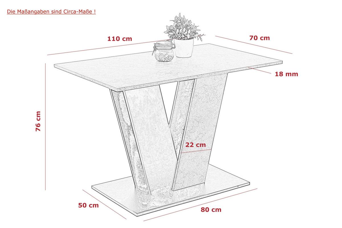 Tischgruppe Elbe G - Dunkelgrau/Anthrazit, MODERN, Holzwerkstoff/Textil (110/76/70cm) - MID.YOU