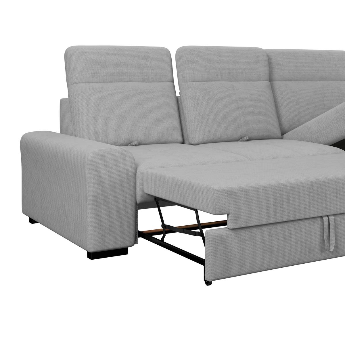 Ecksofa mit Bettfunktion Malaga New Chenille Grau - Schwarz/Grau, KONVENTIONELL, Textil (286/203cm) - Ondega