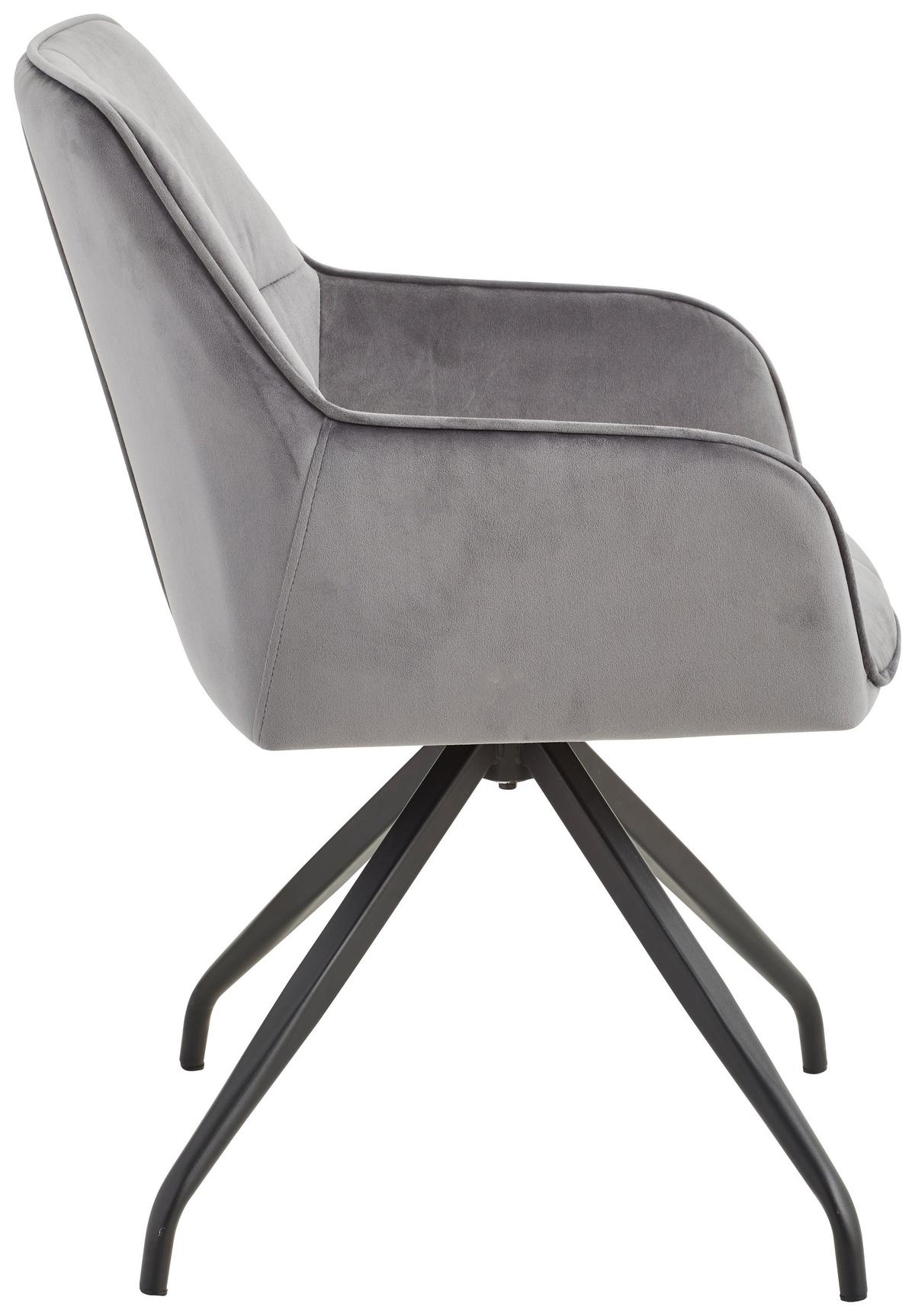 Schalenstuhl Rapallo Grau Gepolstert + Drehbar - Schwarz/Grau, MODERN, Holz/Textil (57/83,5/60cm) - Livetastic