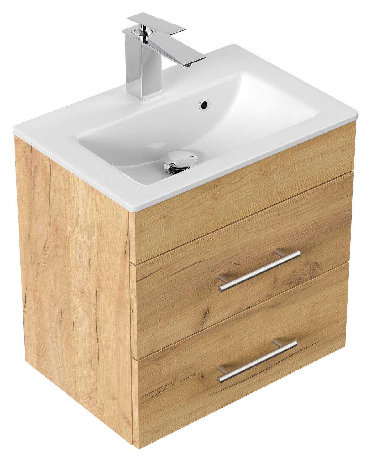 Badezimmer Portus Eiche Dekor B: 50 cm - Eichefarben/Weiß, MODERN, Holzwerkstoff (50cm) - MID.YOU