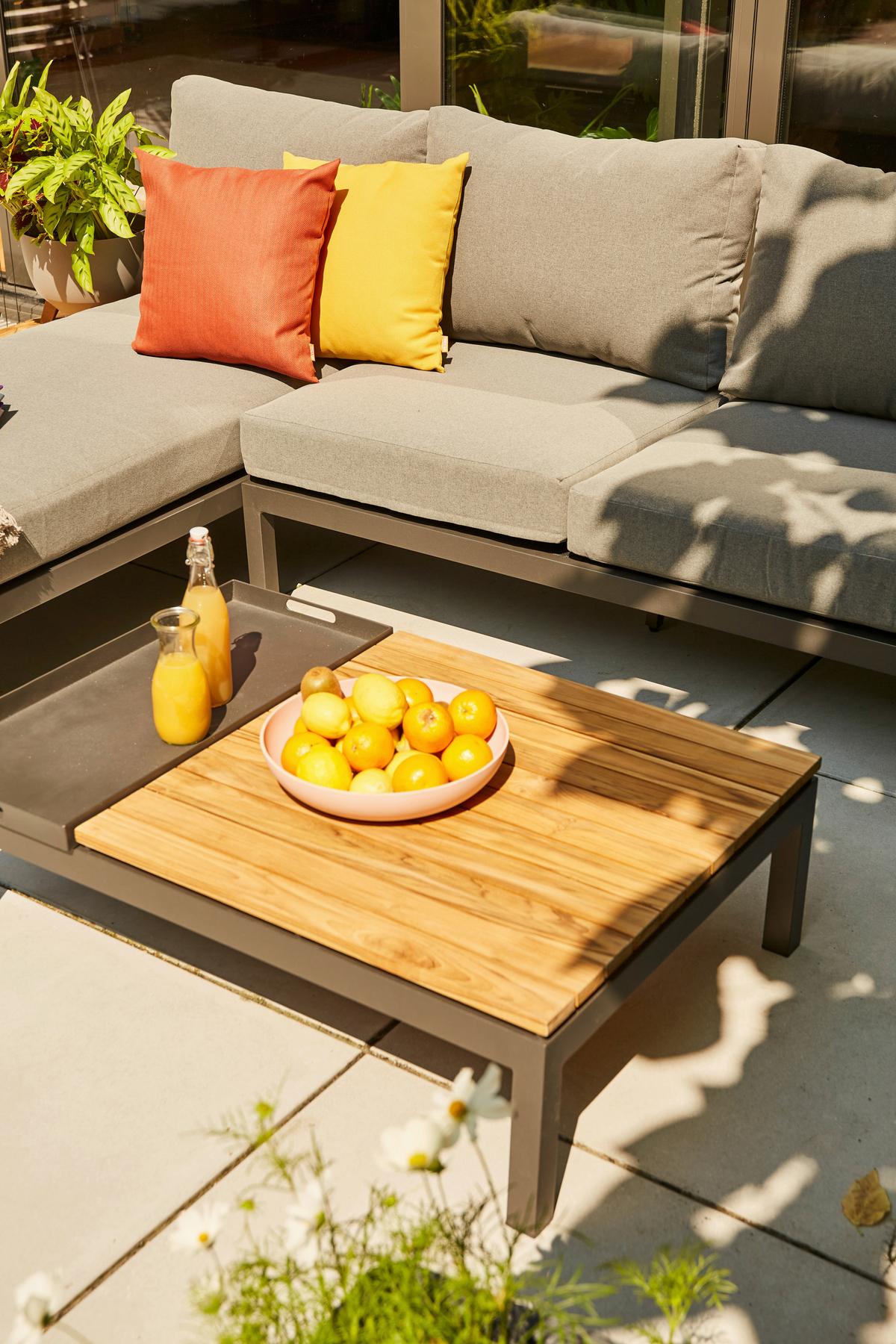 Loungegarnitur 3-tlg Teakholz/metall Mit Kissen - Anthrazit/Grau, KONVENTIONELL, Holz/Textil (172/84/102cm) - Siena Garden