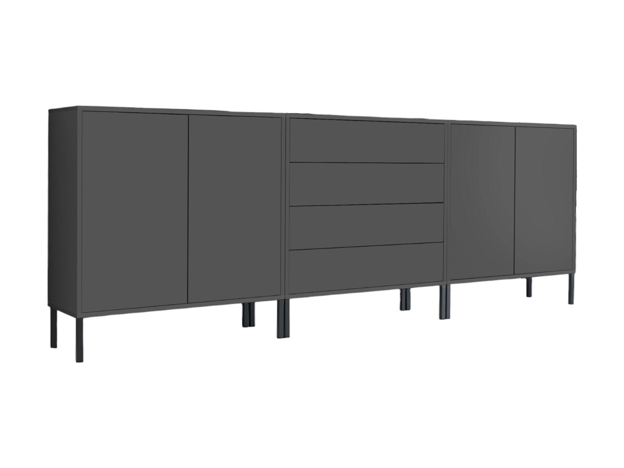 Sideboard Mailand 5 B: 237 cm Anthrazit - Anthrazit, MODERN, Holzwerkstoff (237/86/33cm) - MID.YOU