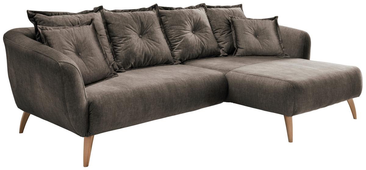 Ecksofa Baggio Braun S: 277/162 cm - Buchefarben/Braun, MODERN, Holz/Textil (277/94/162cm) - Livetastic