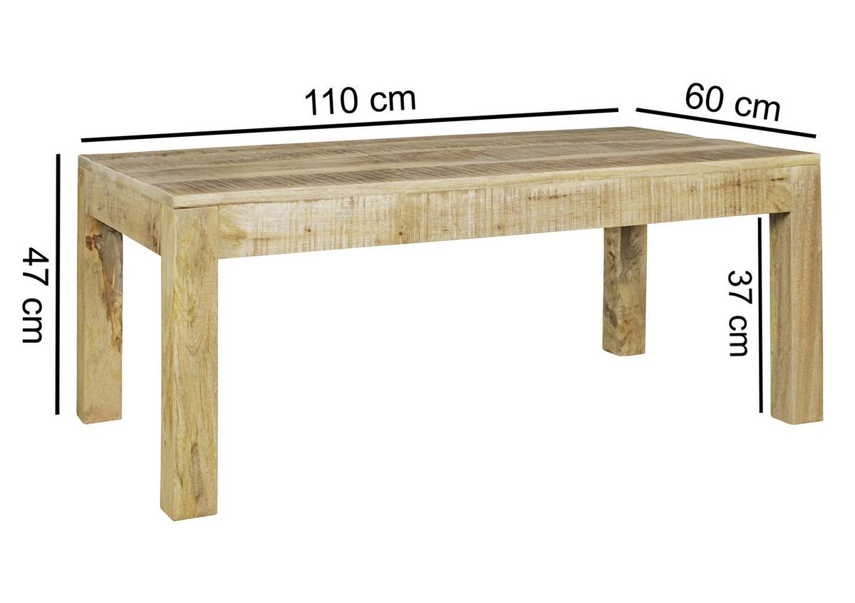 Obdĺžnikový konferenčný stolík z masívu RUSTICA - hnedá, Design, drevo (110/60/47cm) - MID.YOU