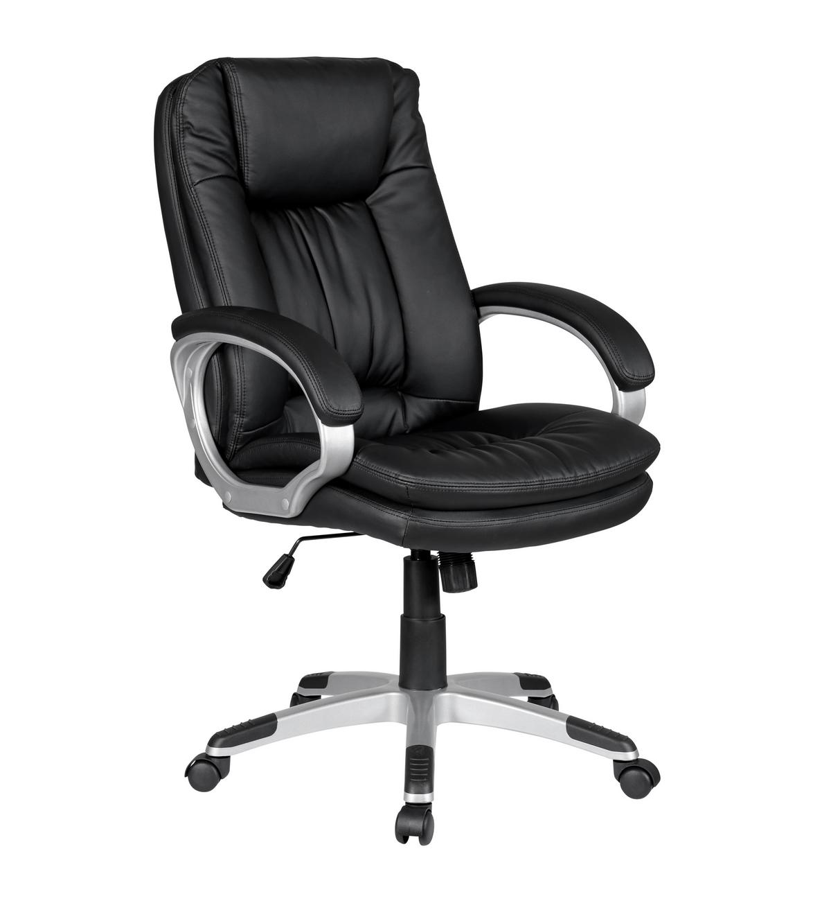 Drehstuhl Schwarz/Silberfarben B: 66cm - Silberfarben/Schwarz, MODERN, Kunststoff/Textil (66/104/74cm) - Livetastic