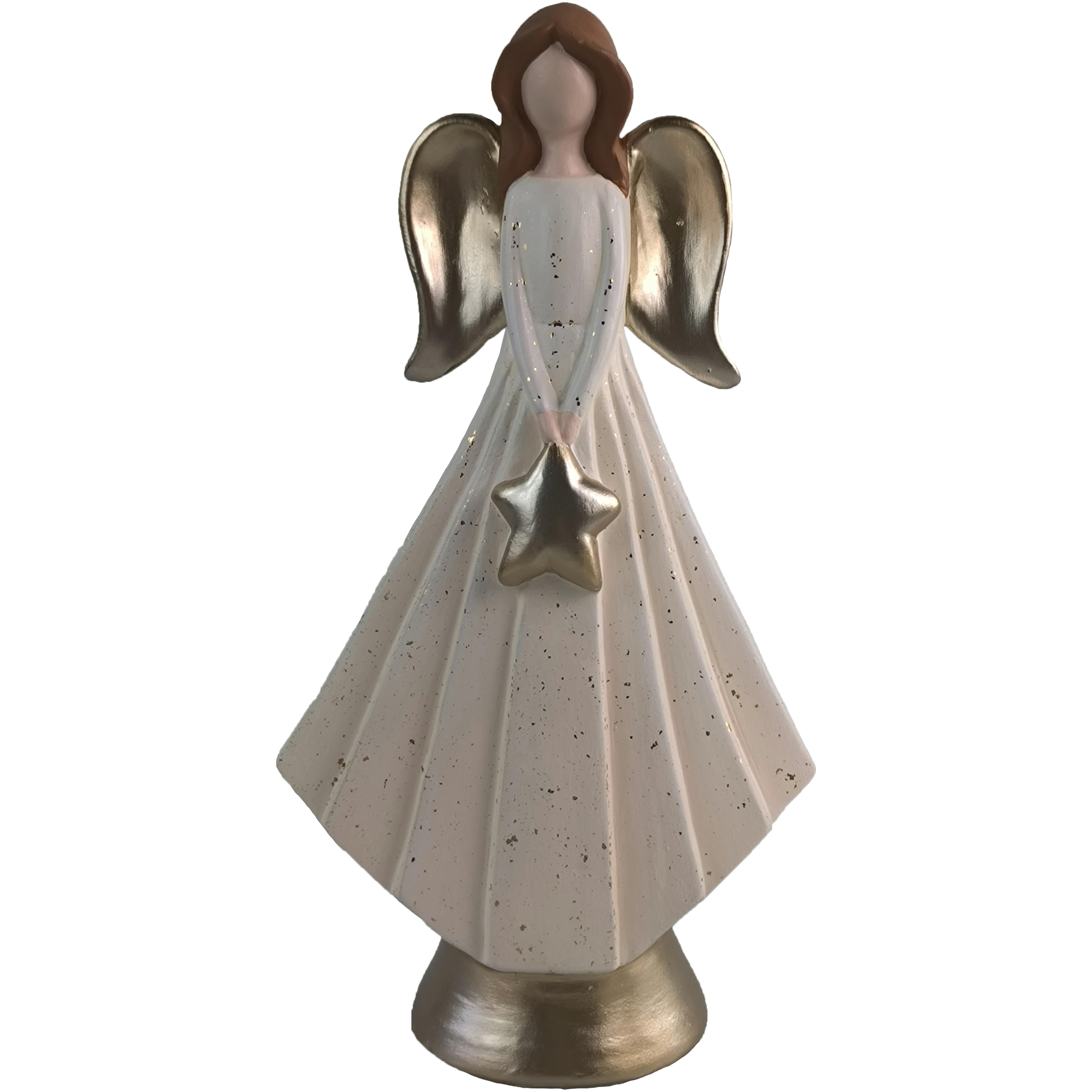 Dekoengel Lusandra - Goldfarben/Creme, KONVENTIONELL, Keramik (16,5/9/31cm) - Luca Bessoni