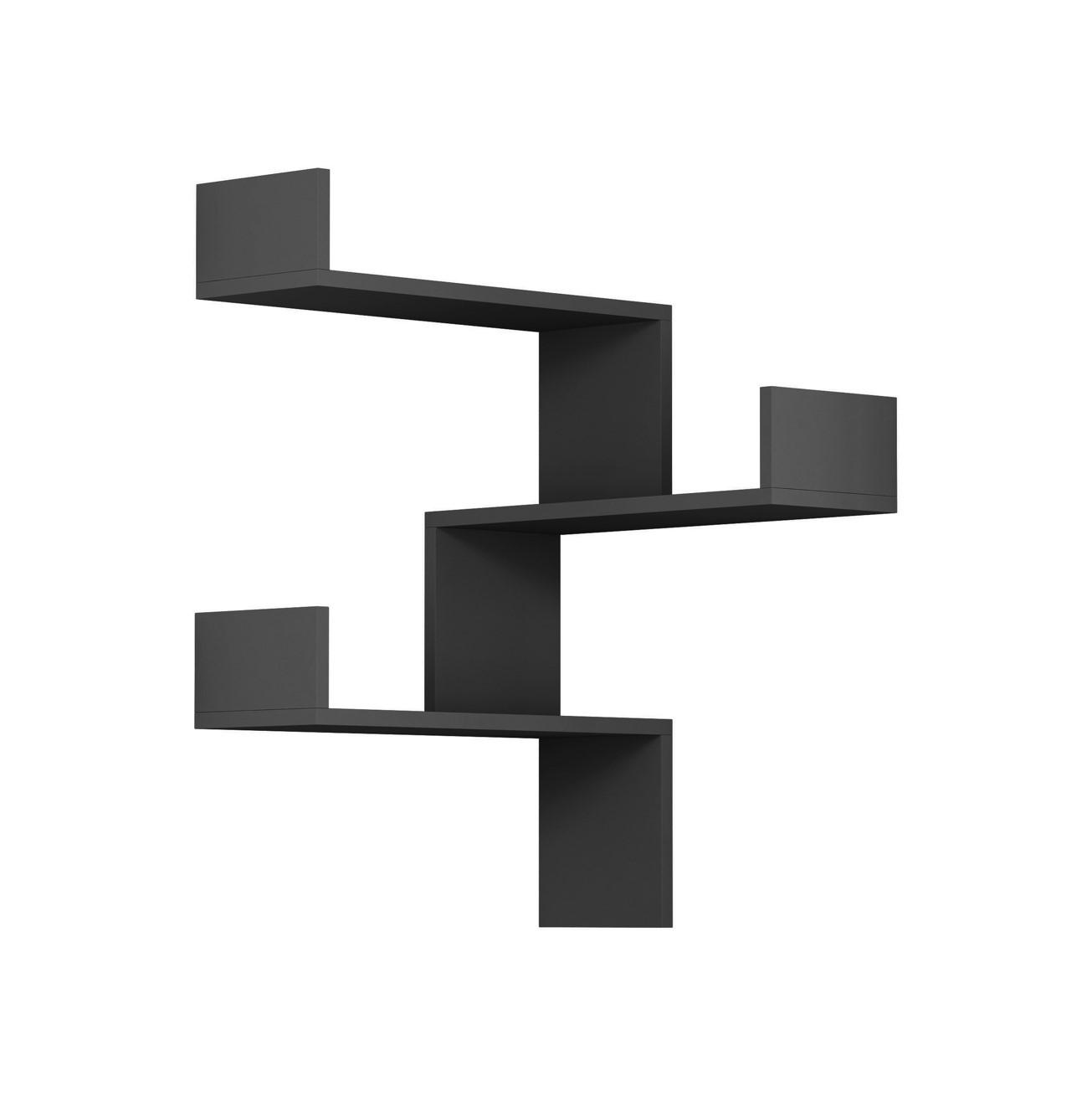 Wandregal Luksa Eckregal - Anthrazit, Design, Holzwerkstoff (60/90/22cm) - Livetastic