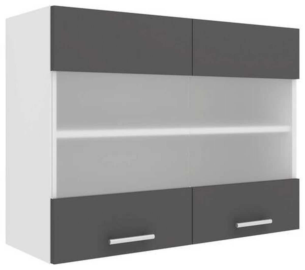 Küchenoberschrank Esilo B: 80 cm Anthrazit/Weiß - Anthrazit/Weiß, KONVENTIONELL, Glas/Holzwerkstoff (80/60/31cm) - MID.YOU