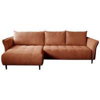 Ecksofa mit Schlaffunktion Monte Carlo Terracotta - Terracotta/Schwarz, Trend, Textil (160/290cm)