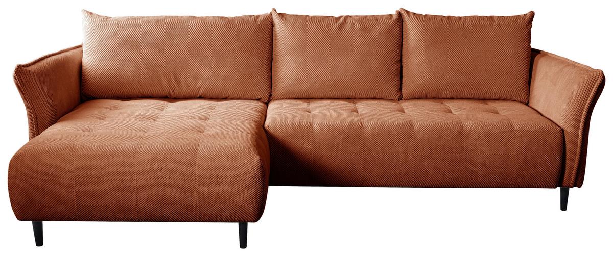 Ecksofa mit Schlaffunktion Monte Carlo Terracotta - Terracotta/Schwarz, Trend, Textil (160/290cm)