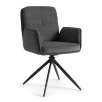 Židle s područkami Nalani, látkový potah, otočné, - tmavě šedá, Moderní, kov/textil (58/86/62cm) - Bessagi Home