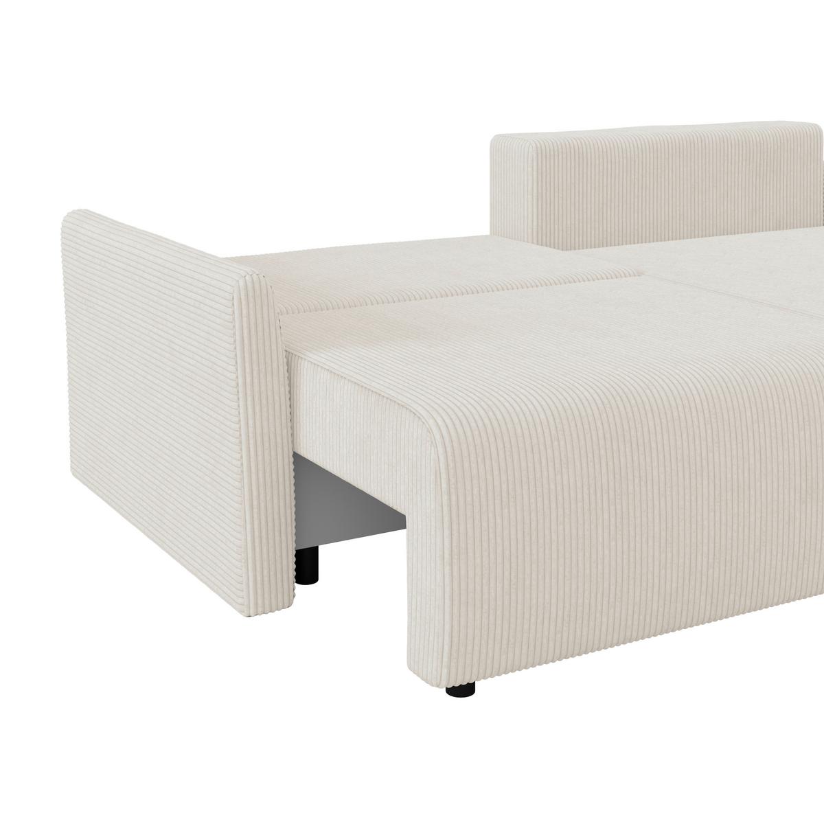 Ecksofa mit Schlaffunktion Sonos, Ecru 228x146 cm - Ecru/Schwarz, MODERN, Textil (228/146cm)