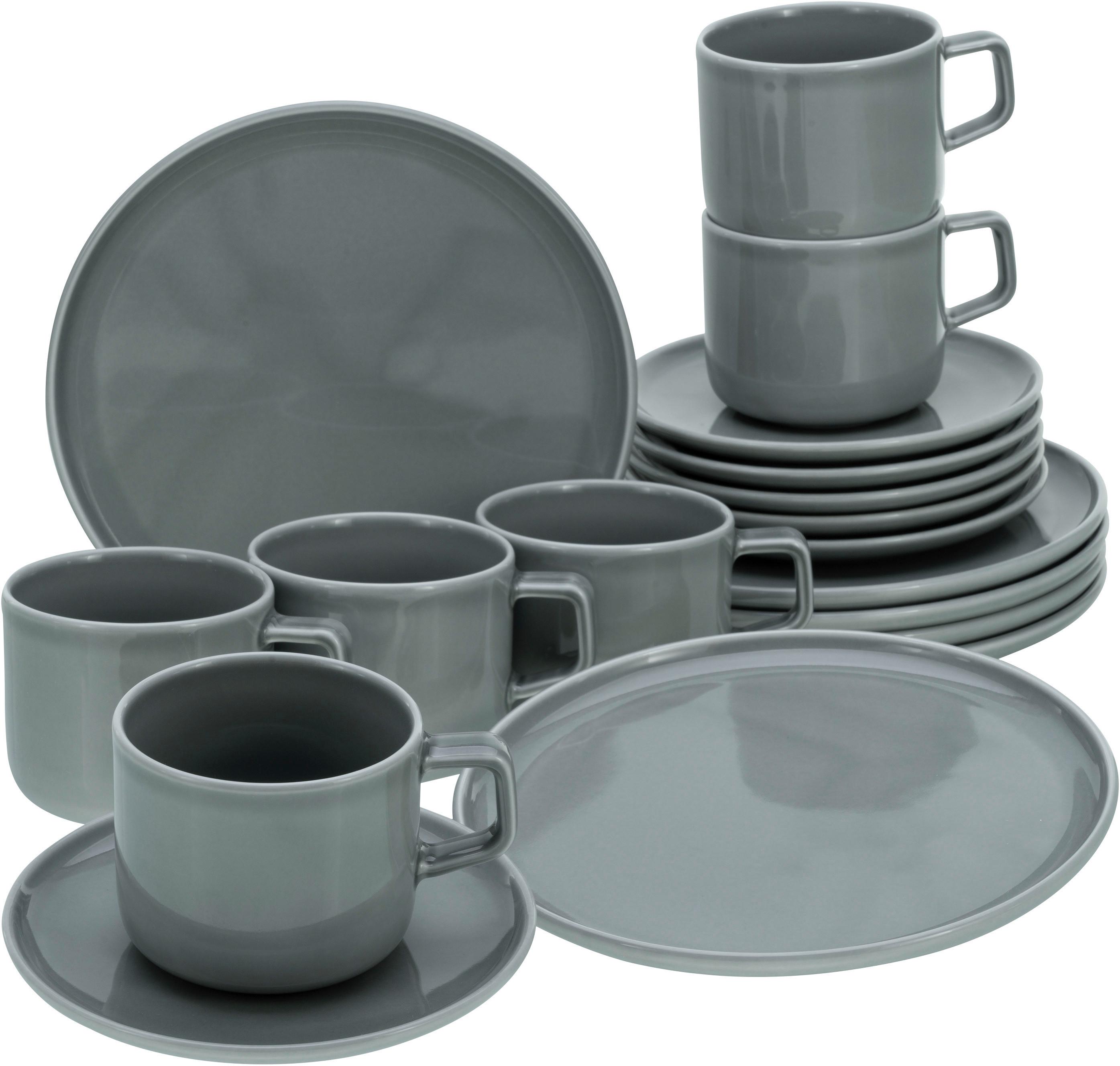 Kávová souprava 18- dílna - šedá, Basics, keramika (33/25/31cm) - Creatable