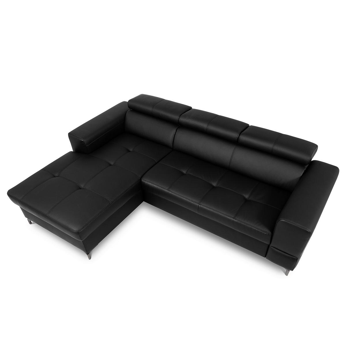 Ecksofa Torino Teilleder Schwarz 173x247 - Schwarz, Design, Leder/Textil (173/247cm) - Livetastic