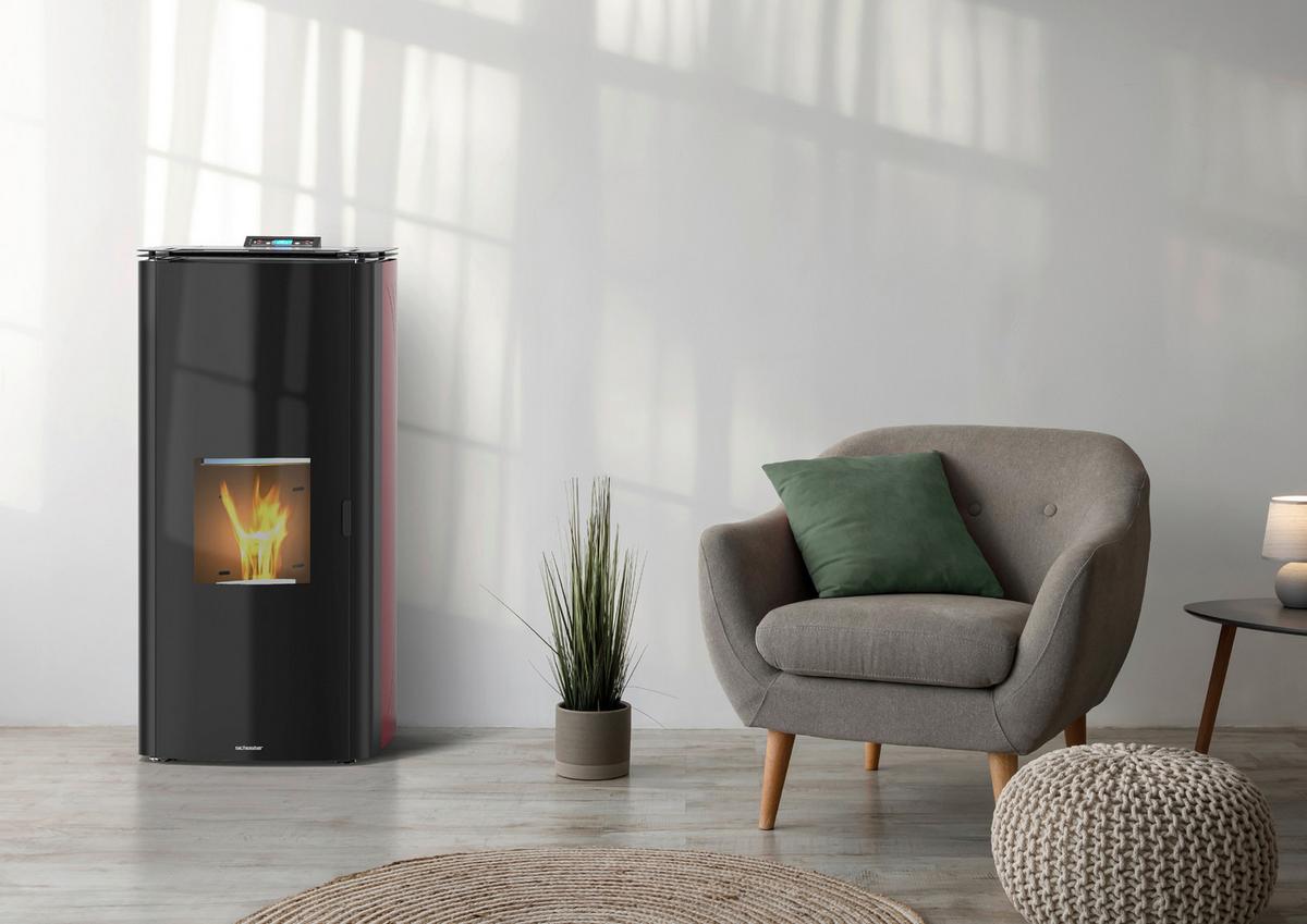 Palettofen Wasserführend Idra Schwarz Metall 14 Kw M. Wi-Fi - Schwarz, LIFESTYLE, Metall (46/95/48cm)