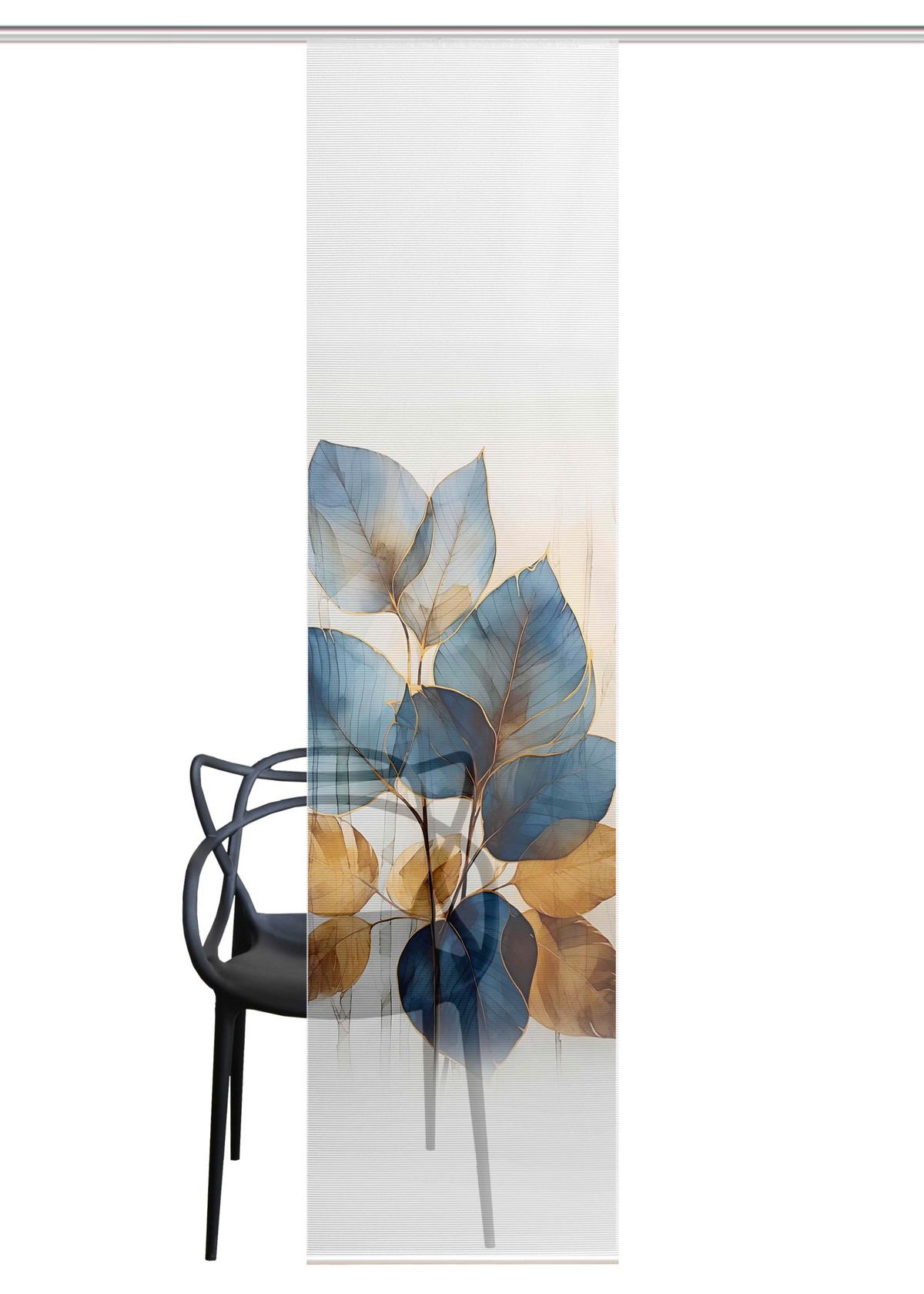 Flächenvorhang Thalin - Blau/Weiß, LIFESTYLE, Textil (60/245cm)