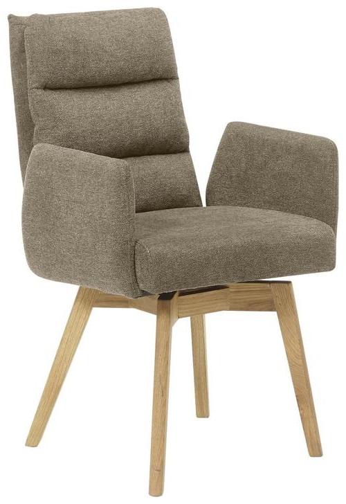 Armlehnstuhl Kampala Cappuccino Gepolstert - Eichefarben/Cappuccino, Basics, Holz/Textil (60/92/65cm) - MID.YOU