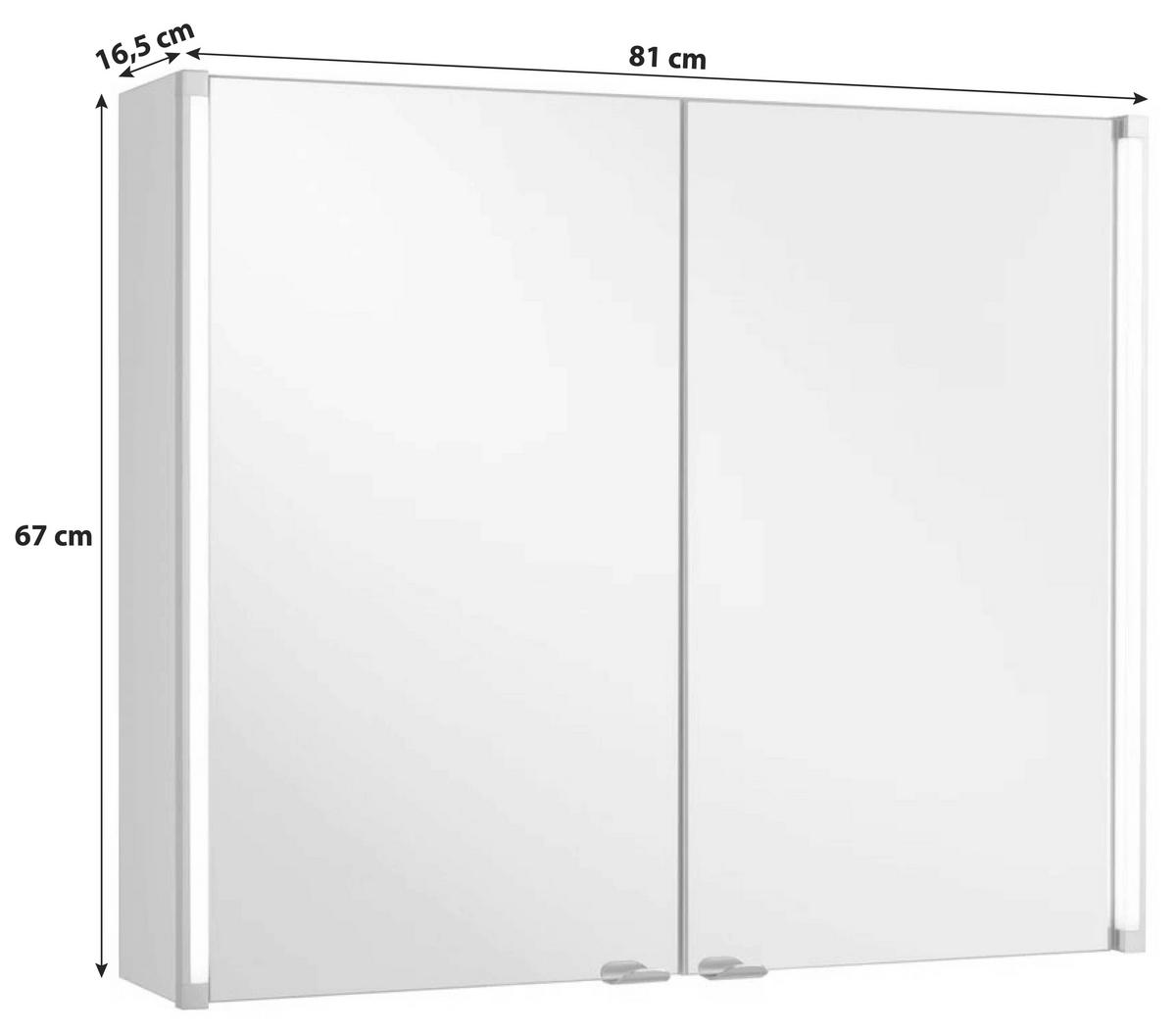 Spiegelschrank LED-Line 2-Türig BxHxT: 81x67x16,5 cm - Weiß, MODERN, Glas/Holzwerkstoff (81/67/16,5cm) - MID.YOU