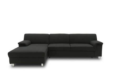 Ecksofa Jamie Armlehnen Schwarz Webstoff - Chromfarben/Schwarz, KONVENTIONELL, Textil (150/251cm) - MID.YOU