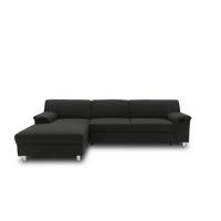Ecksofa Jamie Armlehnen Schwarz Webstoff - Chromfarben/Schwarz, KONVENTIONELL, Textil (150/251cm) - MID.YOU